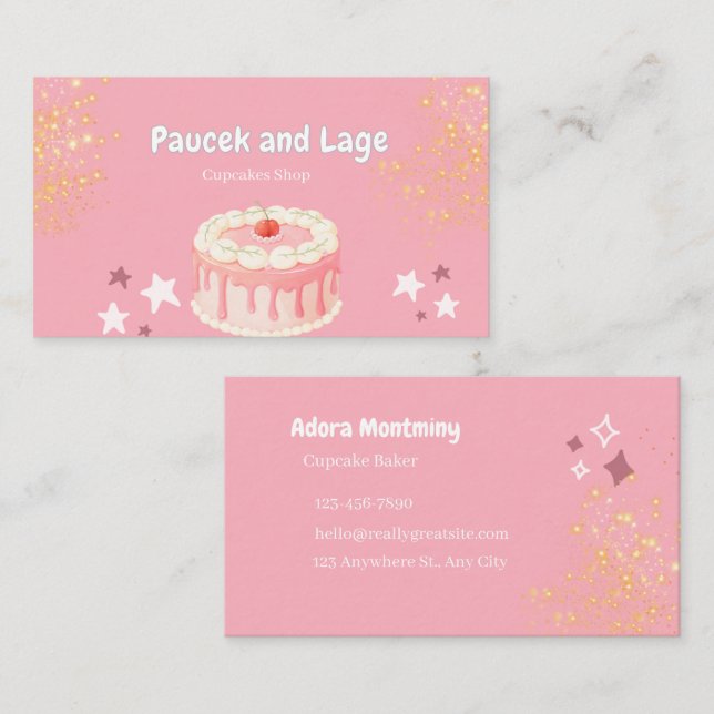 Elegant Pastry Chef Business Card – Custom Contact (Front/Back)