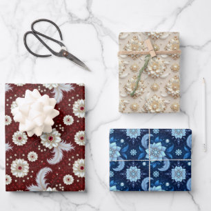 Elegant Patriotic Floral 3 Flat Sheets Gift Wrap