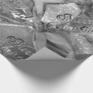 Elegant Pattern Faux Silver Gray Merry Christmas Wrapping Paper