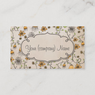 Elegant pattern flowers yellow/beige business card