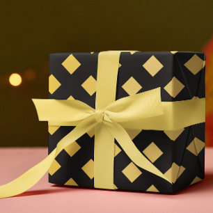 Elegant Pattern Geometric Black & Gold Wrapping Paper