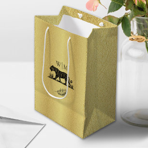 Elegant Pattern Gold Black Monogram Medium Gift B Bag