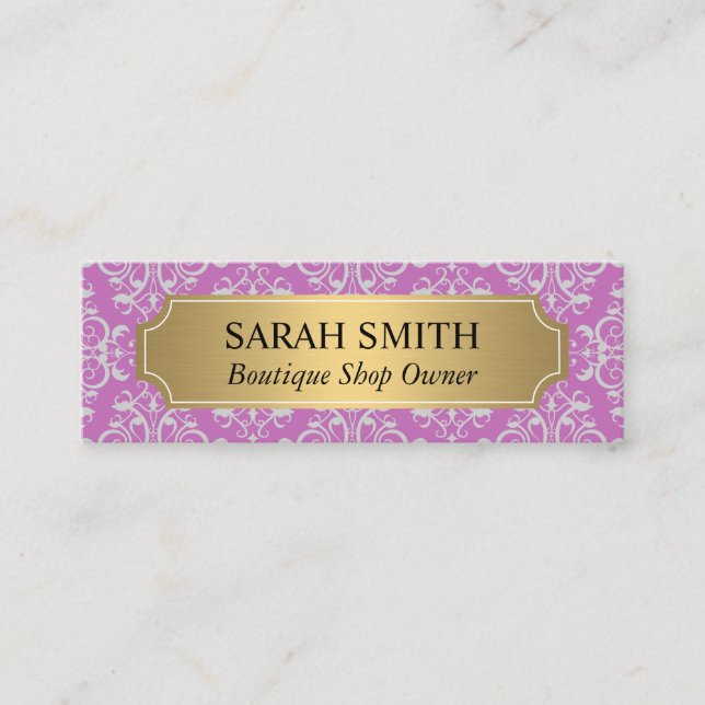 Elegant Pattern / Gold Metallic Mini Business Card (Front)