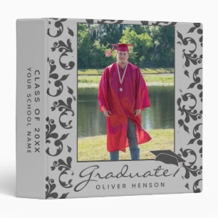 Elegant Pattern Grey Graduation Photo Album Binder