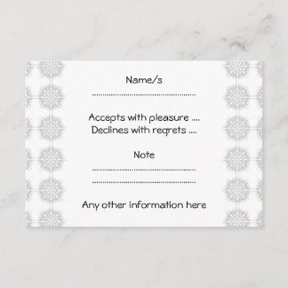 Elegant pattern, light grey and white. RSVP card