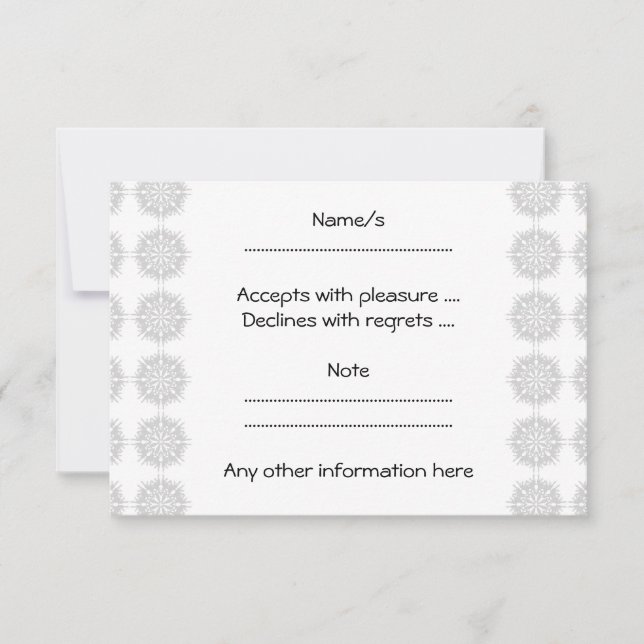 Elegant pattern, light grey and white. RSVP card (Front)