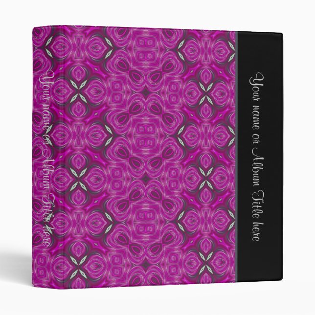 Elegant Pattern Personalized Binder ~ Fuchsia (Front/Spine)
