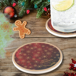 Elegant Pattern RED GOLD Coaster