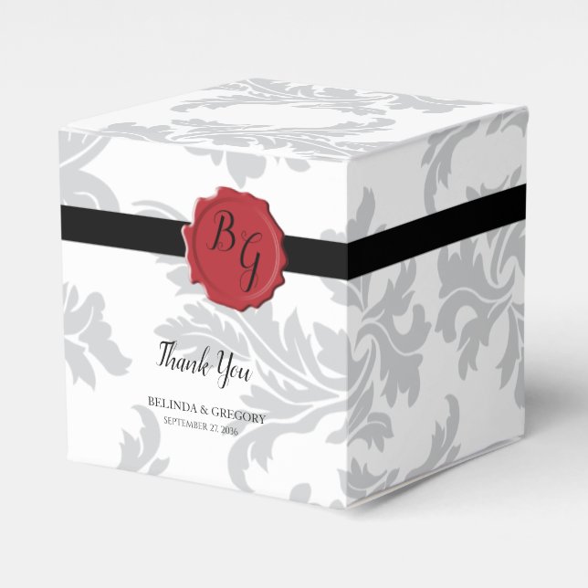 Elegant Pattern & Wax Seal Wedding Favor Box (Front Side)