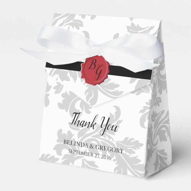 Elegant Pattern & Wax Seal Wedding Favor Box (Front Side)