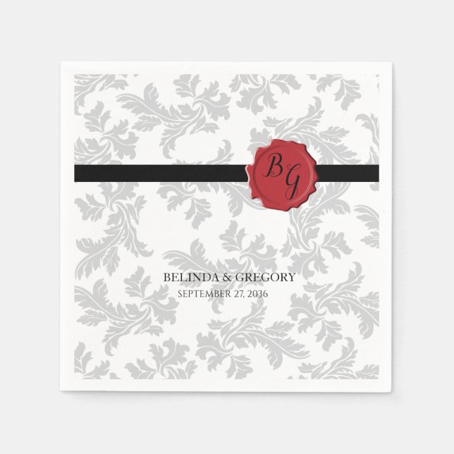 Elegant Pattern & Wax Seal Wedding  Napkin (Front)