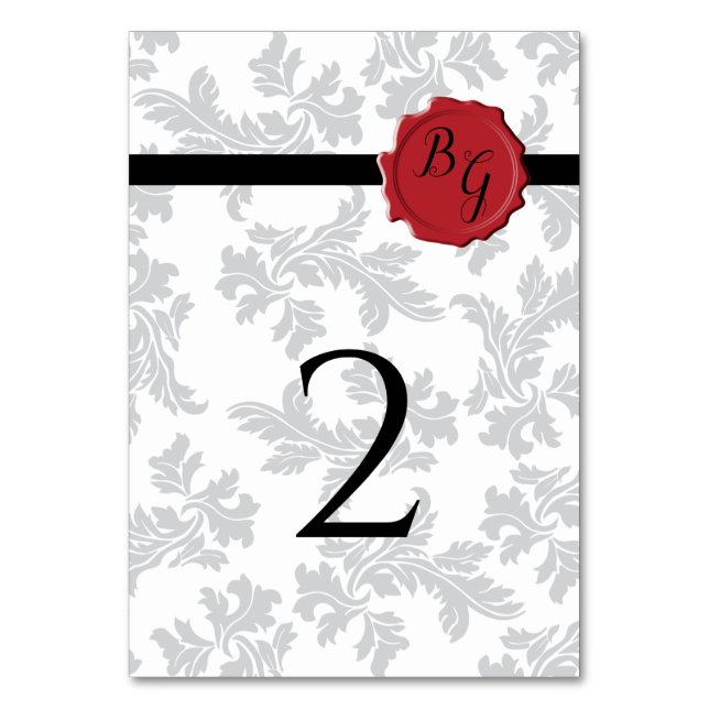 Elegant Pattern & Wax Seal Wedding Table Number (Front)