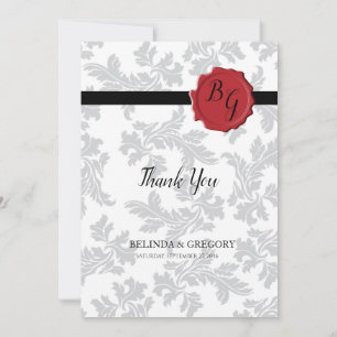 Elegant Pattern & Wax Seal Wedding Thank You Card