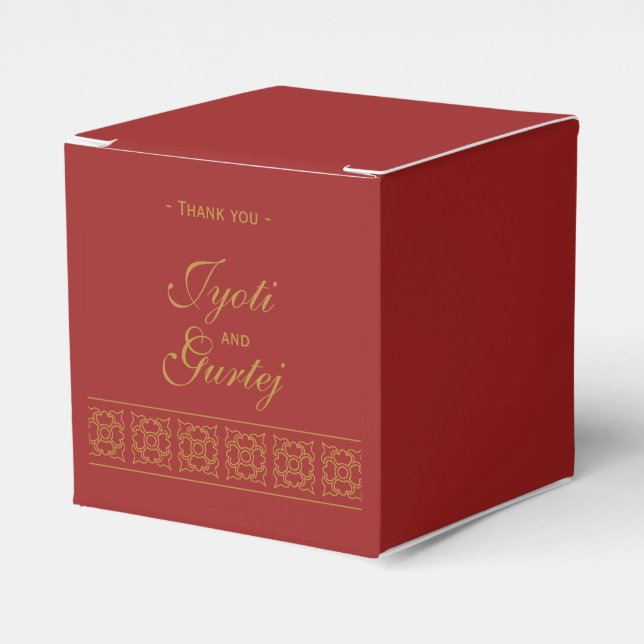 Elegant Patterned Indian Wedding Favor Box (Front Side)