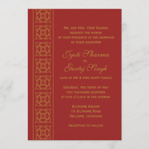 Elegant Patterned Indian Wedding Invitation