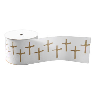 Elegant Patterned Religious Palm Cross Art Grosgrain Ribbon