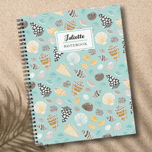 Elegant Patterned Seashells on mint Notebook