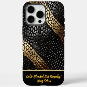 Elegant patterns of a black and gold snake skin iPhone 16 pro max case