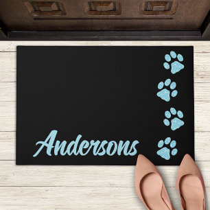Elegant Paw Prints Personalized Monogram Dog Lover Doormat