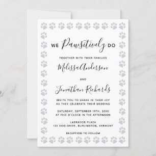 Elegant Paw Prints Wedding Invitation