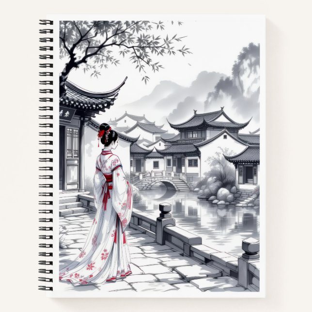 Elégant paysage asiatique Carnet spirale (Devant)
