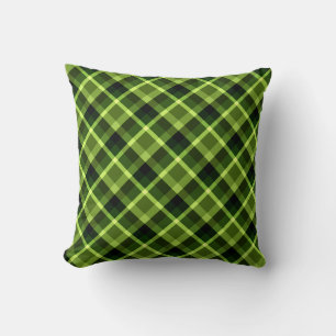 Elégant Pea Vert Plaid Motif Jeu Oreiller