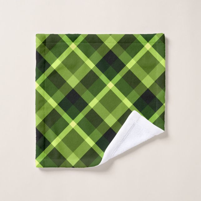 Elégant Pea vert Plaid Motif lingerie (Gant de toilette)