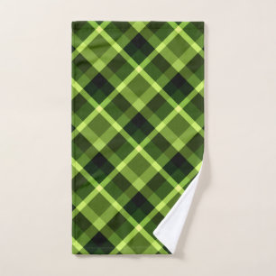 Élégant Pea vert Plaid Motif main serviette