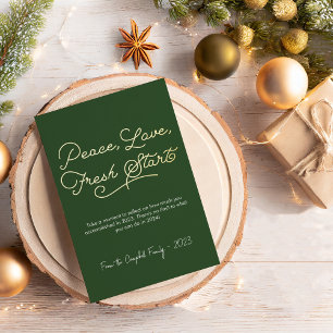 Elegant Peace Love Fresh Start Photo Foil Holiday Card