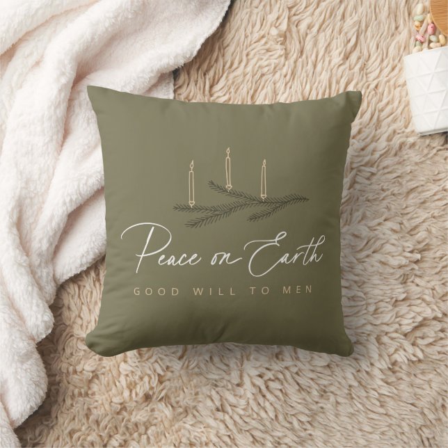 Elegant Peace On Earth Good Will To Men Christmas  Throw Pillow (Blanket)