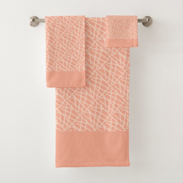 Elegant Peach Abstract  Bath Towel Set (Insitu)