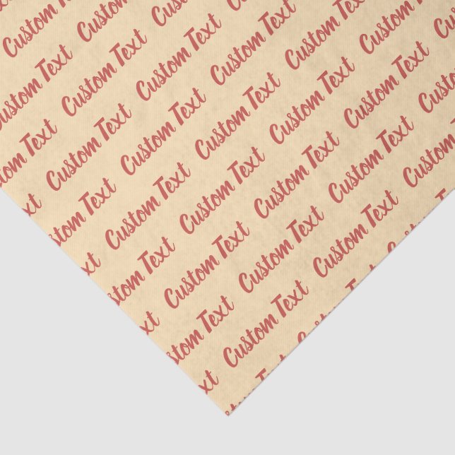 Elegant Peach and Red Cursive Script Text Pattern Tissue Paper (Detail)