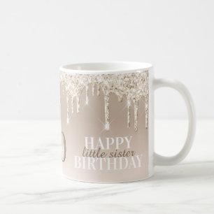 Elegant Peach - Beige Faux Glitter Birthday Mug