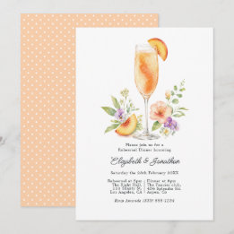 Elegant Peach Bellini Floral Rehearsal Dinner Invitation