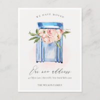 Elegant Peach Blue Floral Mailbox We have Moved