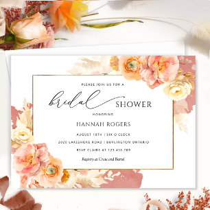 Elegant Peach, Blush and Rust Orange Bridal Shower Invitation