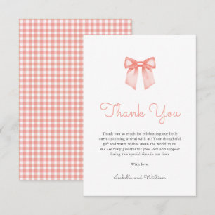 Elegant Peach Bow Baby Shower Thank You Card