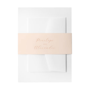 Elegant Peach Calligraphy Invitation Belly Band