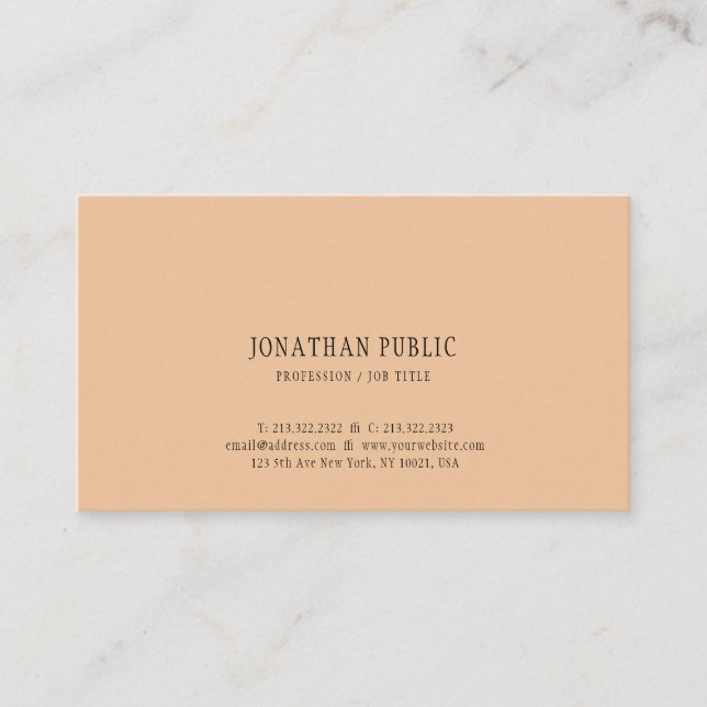 Elegant Peach Colour Modern Minimalist Template To Business Card (Front)