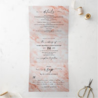 Elegant Peach Copper Marble with Foil Wedding