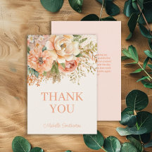 Elegant Peach Cream Floral Birthday 