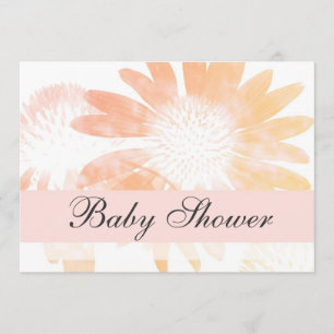 Elegant Peach Daisy Flower Baby Shower Invitation