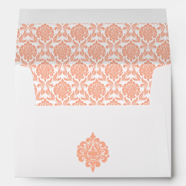 Elegant Peach Damask Envelope (Back (Bottom))