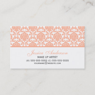 Elegant Peach Damask Pattern Business Card