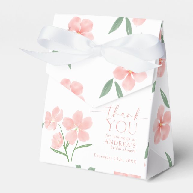 Elegant Peach Floral  Bridal Shower Favor Box (Front Side)