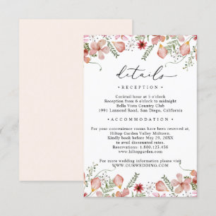 Elegant Peach Floral Details Wedding Enclosure Card