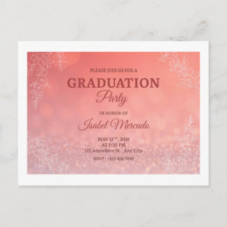 Elegant Peach Floral Graduation Party Invitation
