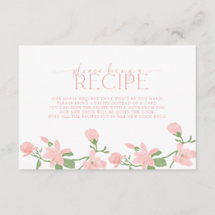 Elegant Peach Floral Please Bring A Recipe Enclosure Card