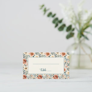 Elegant Peach Floral Vintage Border Place Card