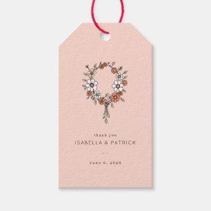 Elegant Peach Floral Wreath Gift Tags